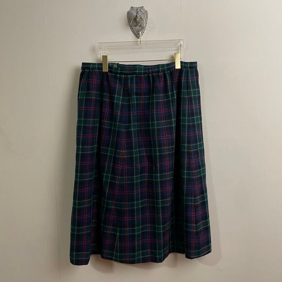 (2) Pendleton L/XL blazer skirt set plaid wool fall blue green dark academia - Picture 8 of 14